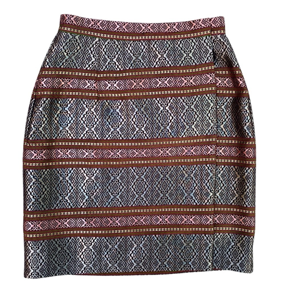 Petite Boho Chic Shiny Embroidered A-Line Skirt Silver Pink Ethnic Size XS - Picture 2 of 15